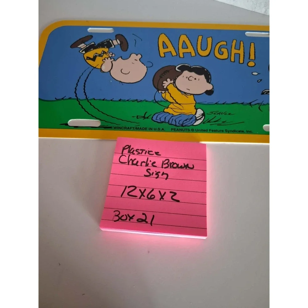 Peanuts Novelty License Plate Snoopy Charlie Brown Lucy Plastic Decorative 6x12